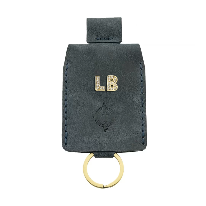 İsme Özel Çıtçıtlı Anahtarlık - % 100 Rainbow Deri - AG01001 - Lacivert