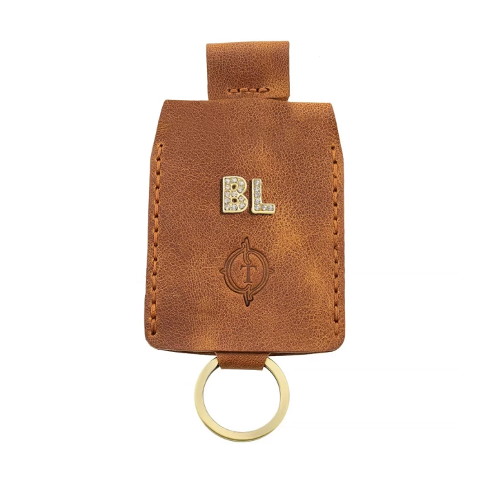İsme Özel Çıtçıtlı Anahtarlık - % 100 Rainbow Deri - AG01001 - Camel