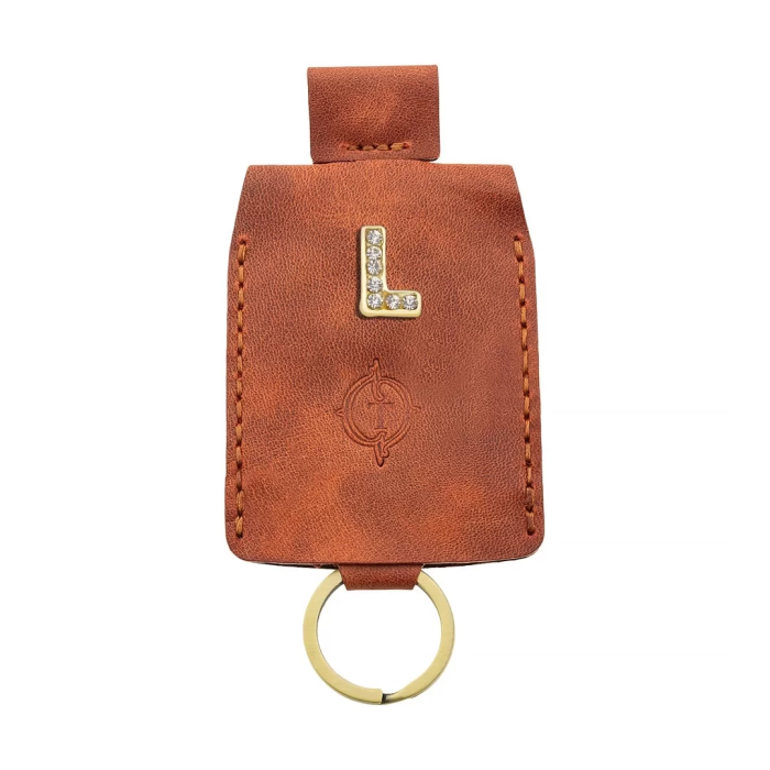 İsme Özel Çıtçıtlı Anahtarlık - % 100 Rainbow Deri - AG01001 - Tobacco