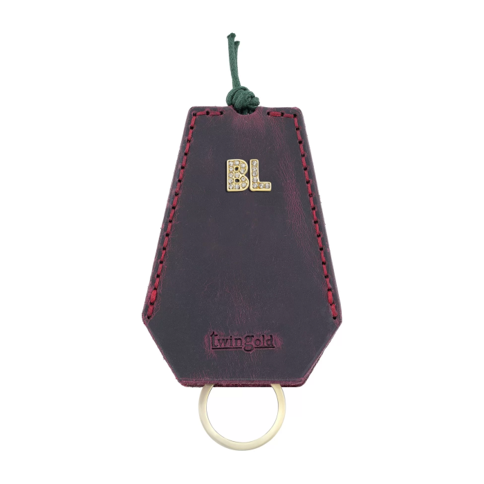 İsme Özel İpli Anahtarlık - % 100 Crazy Deri - AG01002 - Bordo