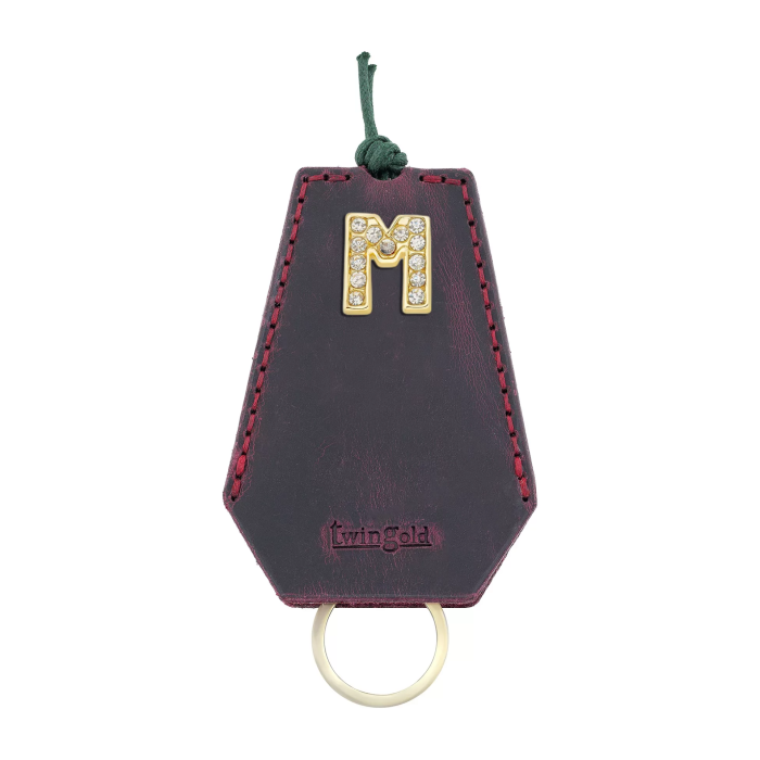 İsme Özel İpli Anahtarlık - % 100 Crazy Deri - AG01002 - Bordo