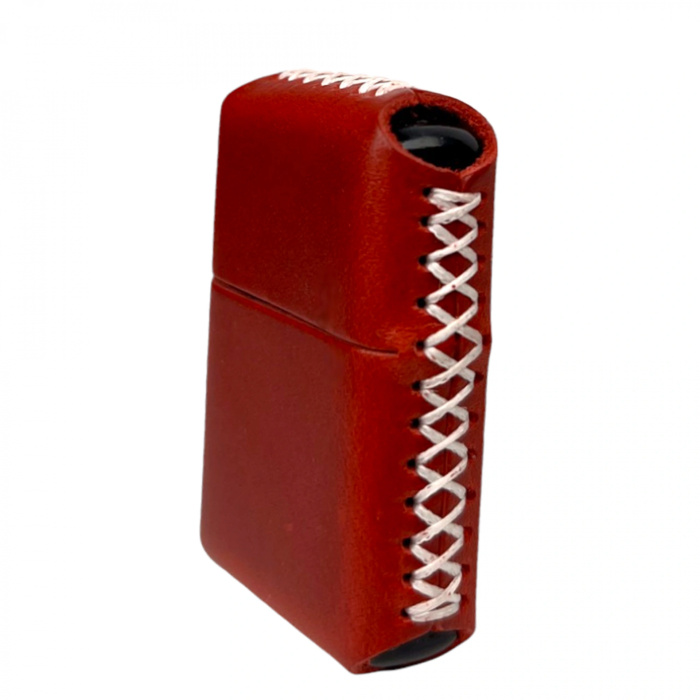 Handmade El Yapımı Hakiki Deri Zippo Modeli Çakmak - AG02001 - Kırmızı