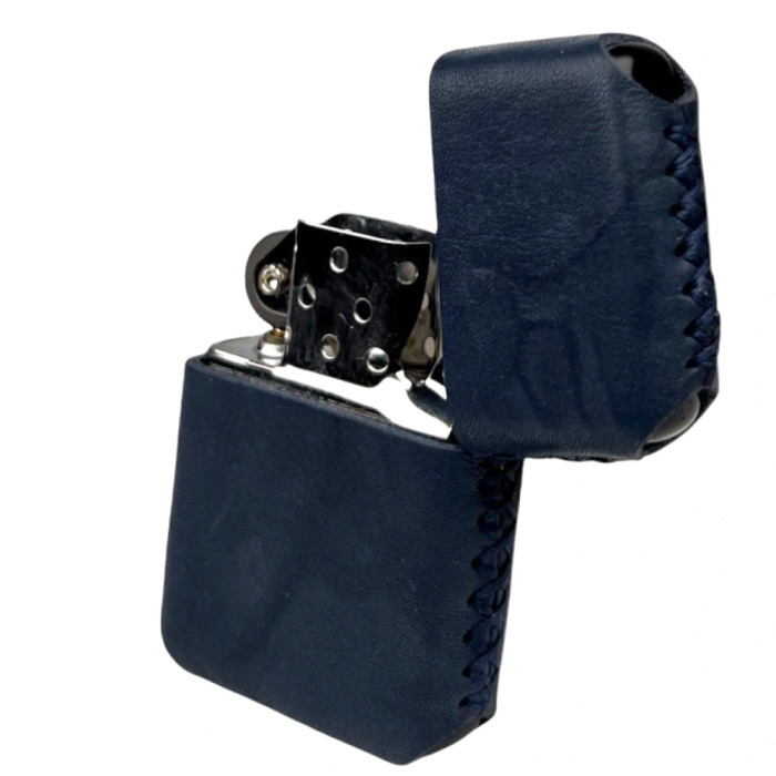 Handmade El Yapımı Hakiki Deri Zippo Modeli Çakmak - AG02001 - Lacivert