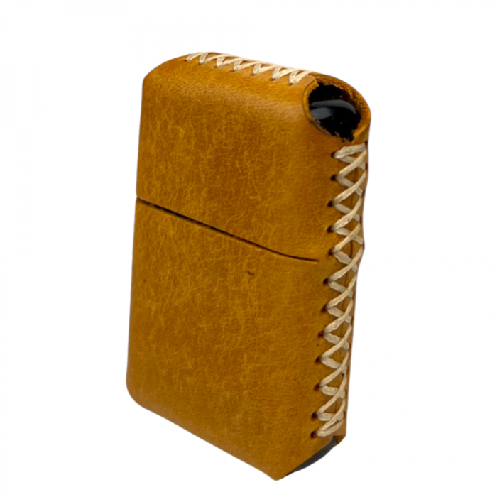 Handmade El Yapımı Hakiki Deri Zippo Modeli Çakmak - AG02001 - Camel