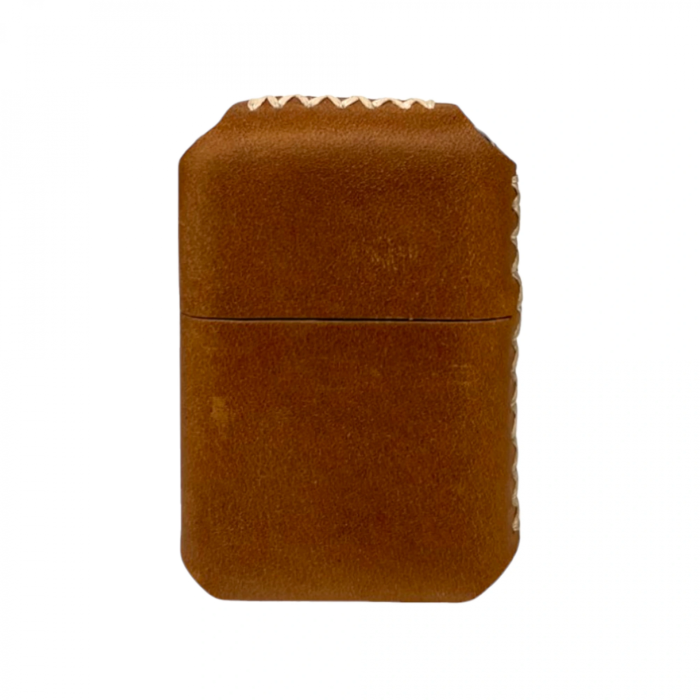 Handmade El Yapımı Hakiki Deri Zippo Modeli Çakmak - AG02001 - Açık Kahverengi