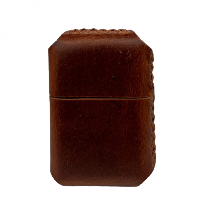 Handmade El Yapımı Hakiki Deri Zippo Modeli Çakmak - AG02001 - Koyu Kahverengi