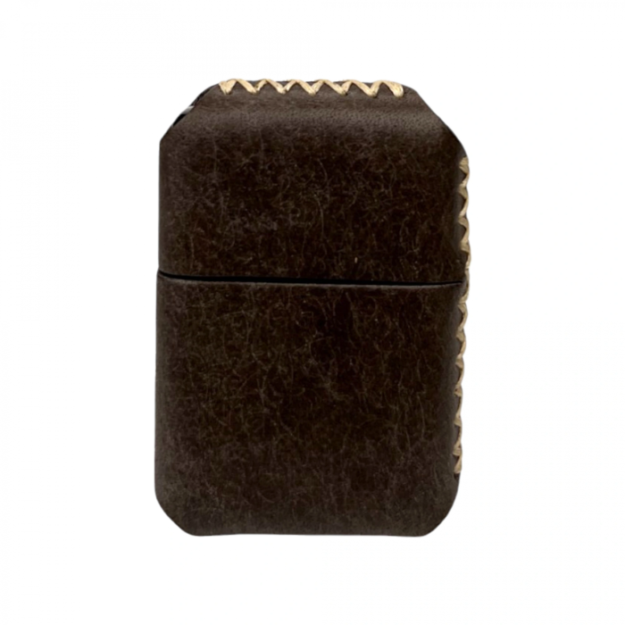 Handmade El Yapımı Hakiki Deri Zippo Modeli Çakmak - AG02001 - Koyu Vizon