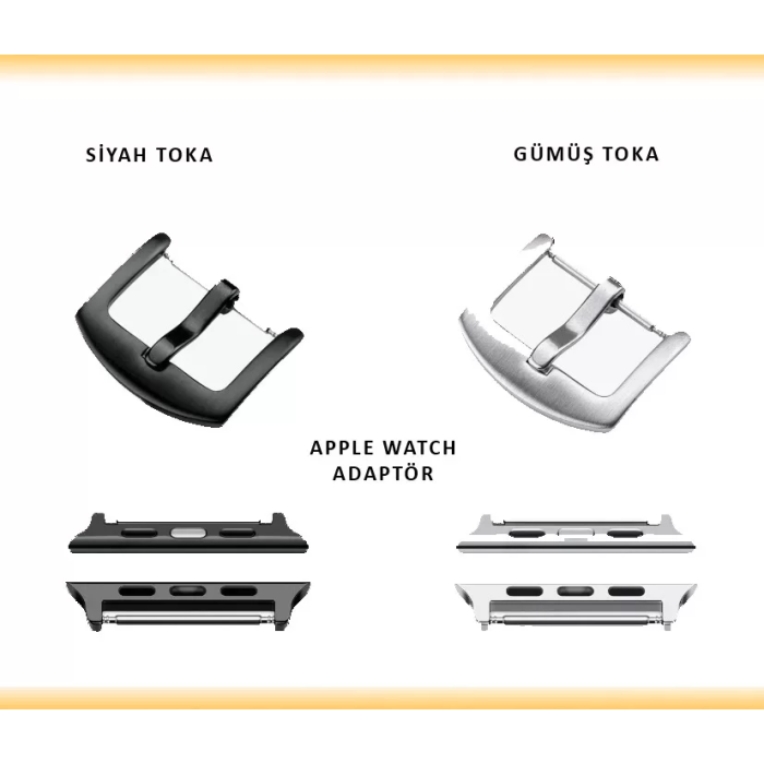 İsme Özel El Dikişli Apple Watch Saat Kordonu - %100 Çift Kat Deri - AG03001 - Hardal Sarısı