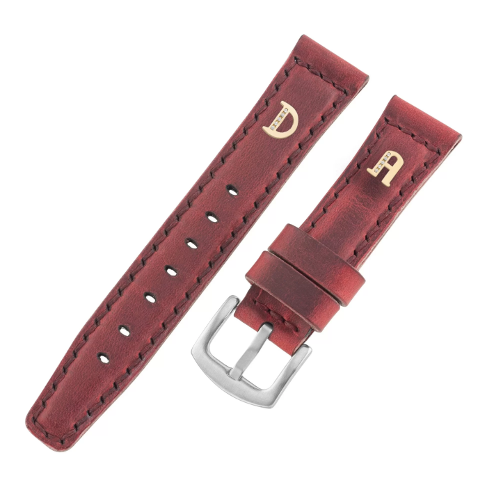 İsme Özel El Dikişli Saat Kordonu - %100 Crazy Deri - AG03002 - Kırmızı