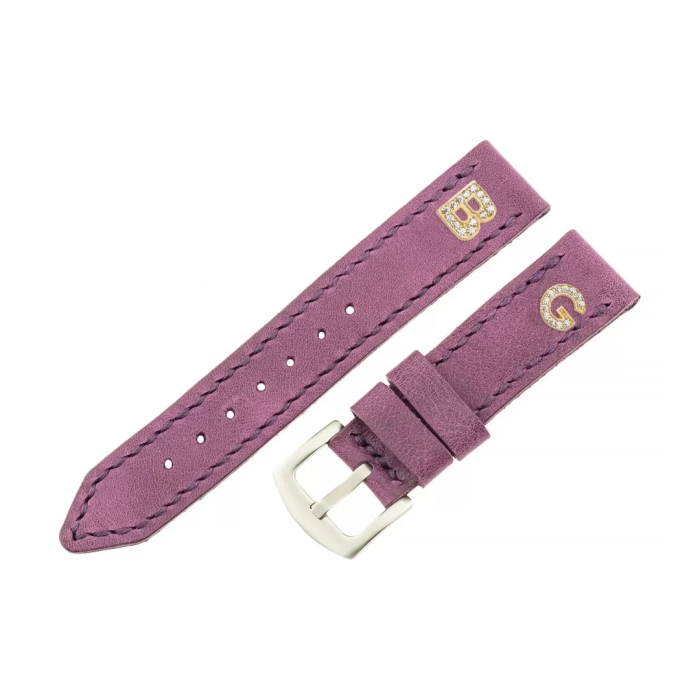 İsme Özel El Dikişli Saat Kordonu - %100 Çift Kat Deri - AG03003 - Mor