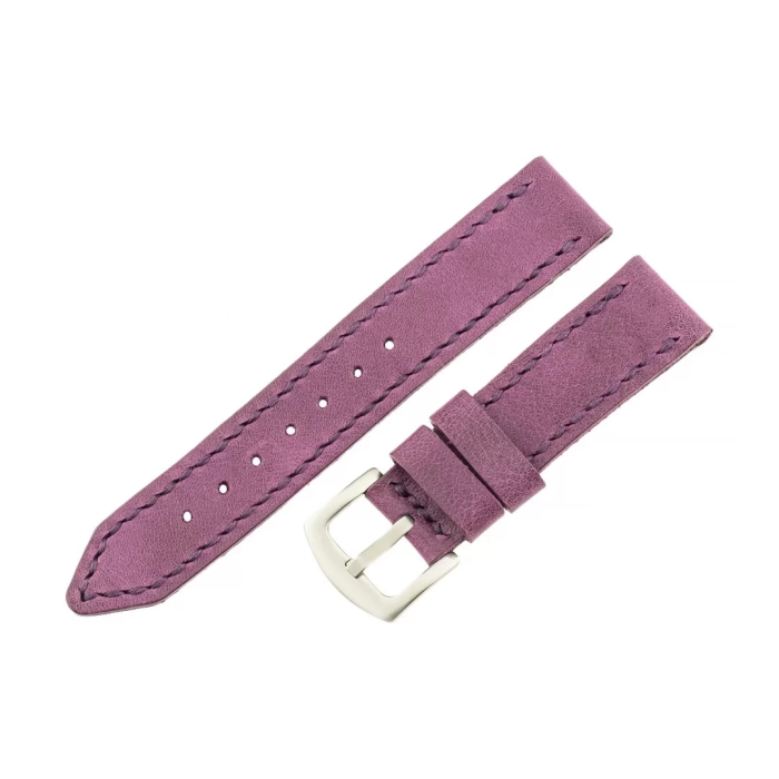 İsme Özel El Dikişli Saat Kordonu - %100 Çift Kat Deri - AG03003 - Mor