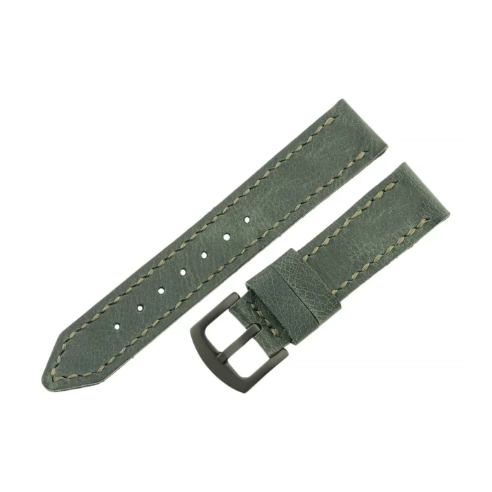 İsme Özel El Dikişli Saat Kordonu - %100 Çift Kat Deri - AG03003 - Haki