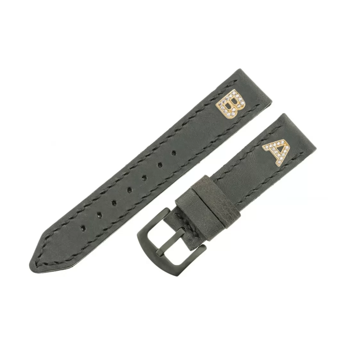 İsme Özel El Dikişli Saat Kordonu - %100 Çift Kat Deri - AG03003 - Antrasit