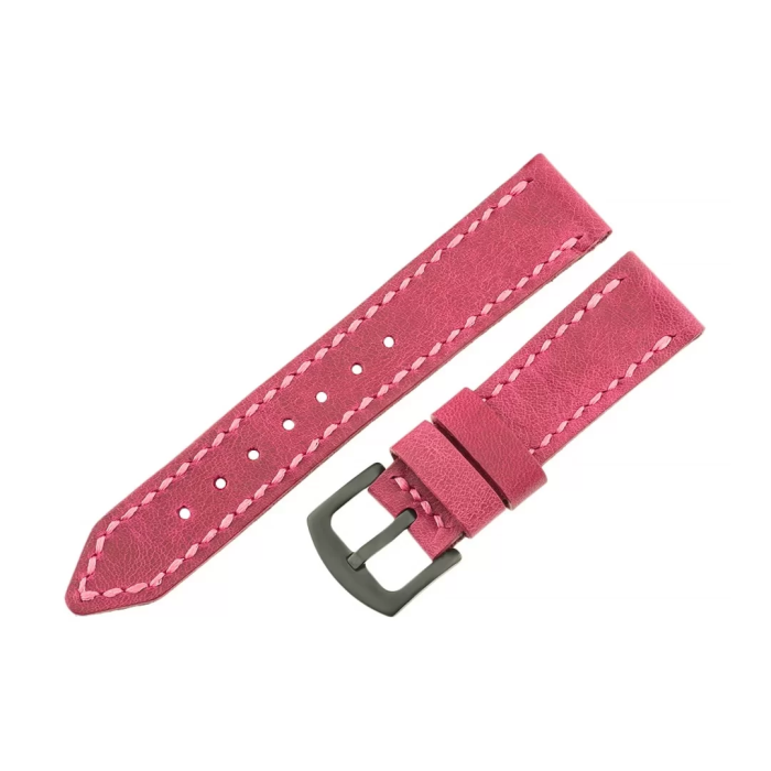 İsme Özel El Dikişli Saat Kordonu - %100 Çift Kat Deri - AG03003 - Fuşya
