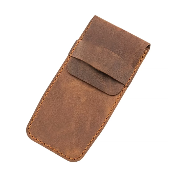 İsme Özel Çok Amaçlı Aksesuar Kılıfı - %100 Rainbow Deri - AK01002 - Kahverengi