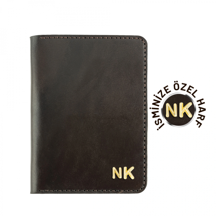 İsme Özel Pasaport Kılıfı - %100 Tiesto Deri - AK02001 - Koyu Kahverengi