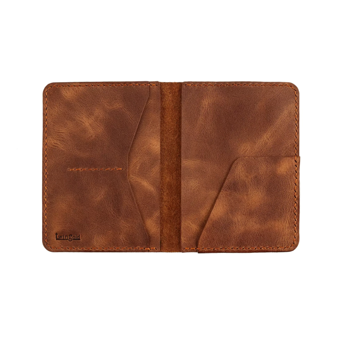 İsme Özel Pasaport Kılıfı - %100 Rainbow Deri - AK02003 - Kahverengi