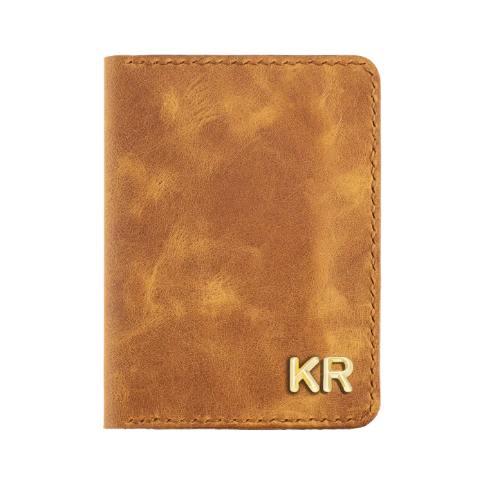 İsme Özel Pasaport Kılıfı - %100 Rainbow Deri - AK02003 - Camel