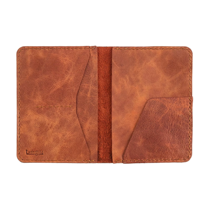 İsme Özel Pasaport Kılıfı - %100 Rainbow Deri - AK02003 - Tobacco