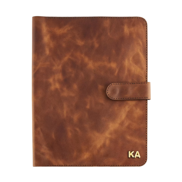 İsme Özel Çıtçıtlı Fonksiyonlu iPad Organizer - %100 Rainbow Deri - ET01002 - Kahverengi