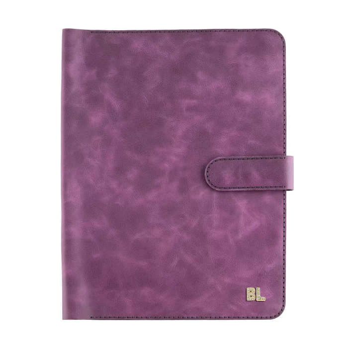 İsme Özel Çıtçıtlı Fonksiyonlu iPad Organizer - %100 Rainbow Deri - ET01002 - Mor