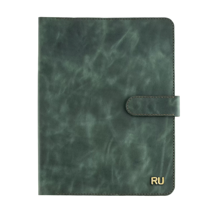 İsme Özel Çıtçıtlı Fonksiyonlu iPad Organizer - %100 Rainbow Deri - ET01002 - Haki