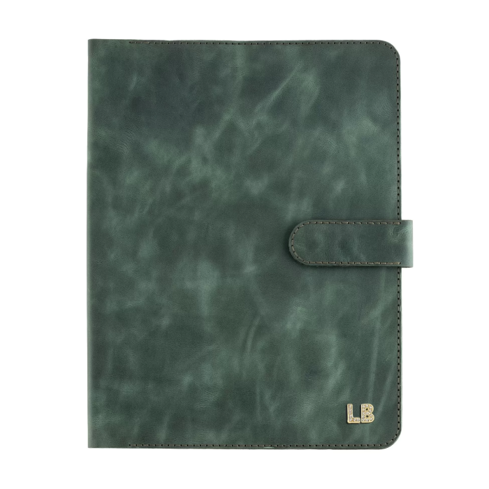 İsme Özel Çıtçıtlı Fonksiyonlu iPad Organizer - %100 Rainbow Deri - ET01002 - Haki