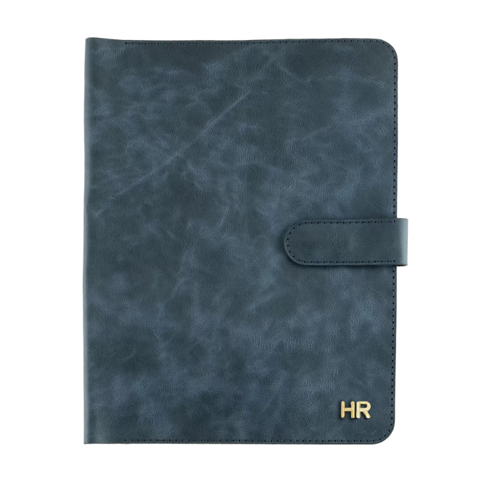 İsme Özel Çıtçıtlı Fonksiyonlu iPad Organizer - %100 Rainbow Deri - ET01002 - Lacivert