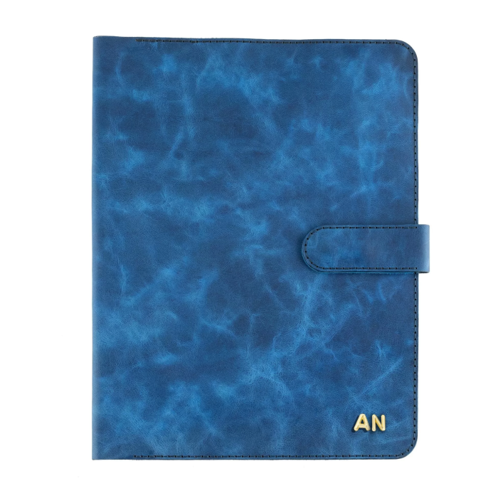 İsme Özel Çıtçıtlı Fonksiyonlu iPad Organizer - %100 Rainbow Deri - ET01002 - Saks Mavisi