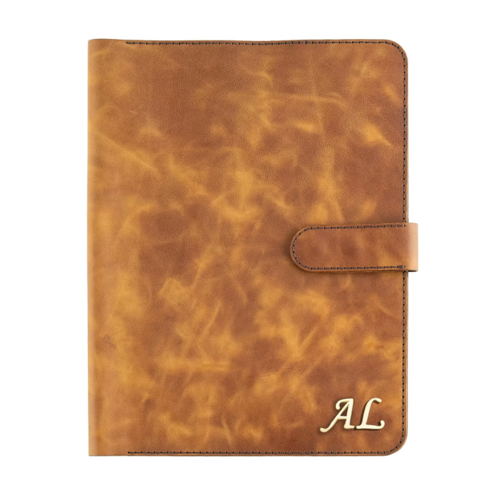 İsme Özel Çıtçıtlı Fonksiyonlu iPad Organizer - %100 Rainbow Deri - ET01002 - Camel