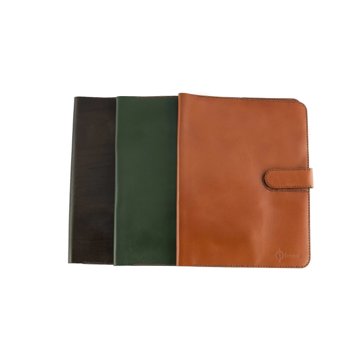 İsme Özel Çıtçıtlı Fonksiyonlu iPad Organizer - %100 Tiesto Deri - ET01003 - Tobacco