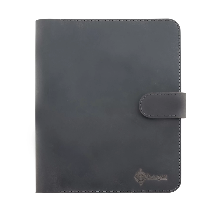 İsme Özel Çıtçıtlı Fonksiyonlu iPad Organizer 10,9 (İnç) - %100 Crazy Deri - ET01004 - Antrasit