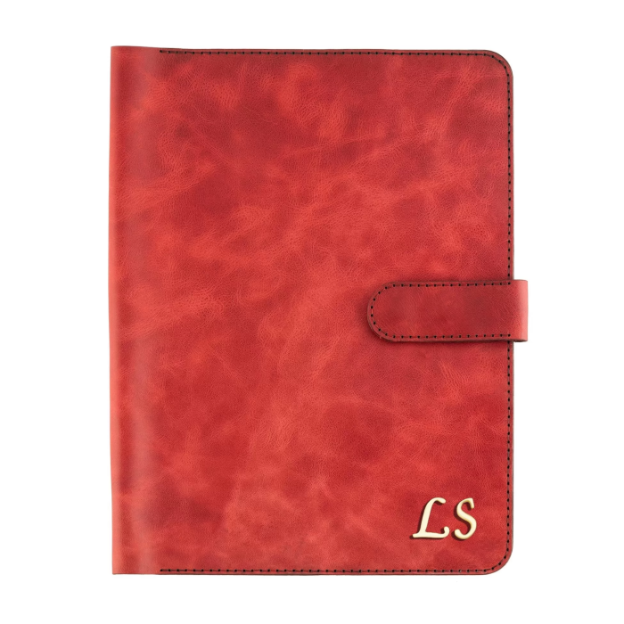 İsme Özel Çıtçıtlı Fonksiyonlu Macbook Organizer - %100 Rainbow Deri - ET02001 - Kırmızı