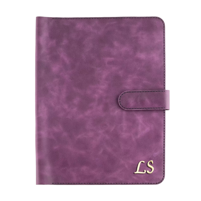 İsme Özel Çıtçıtlı Fonksiyonlu Macbook Organizer - %100 Rainbow Deri - ET02001 - Mor