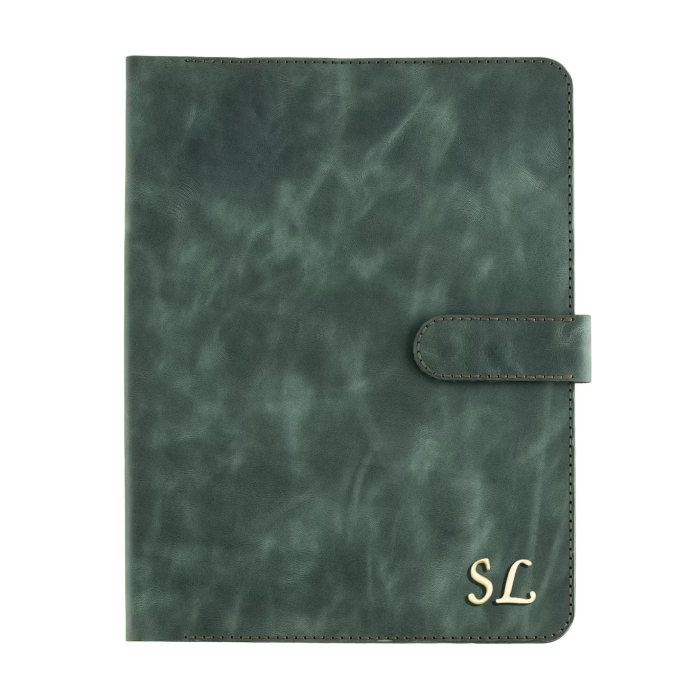 İsme Özel Çıtçıtlı Fonksiyonlu Macbook Organizer - %100 Rainbow Deri - ET02001 - Haki