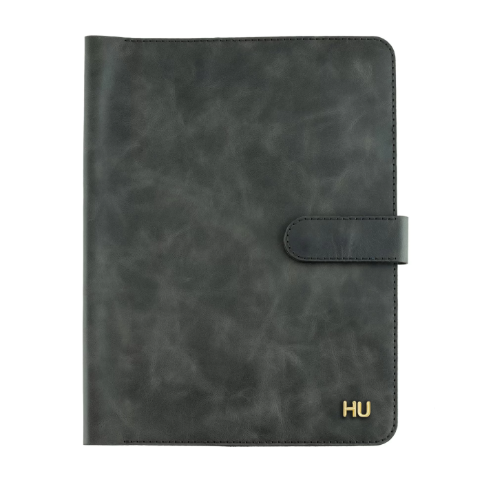 İsme Özel Çıtçıtlı Fonksiyonlu Macbook Organizer - %100 Rainbow Deri - ET02001 - Antrasit