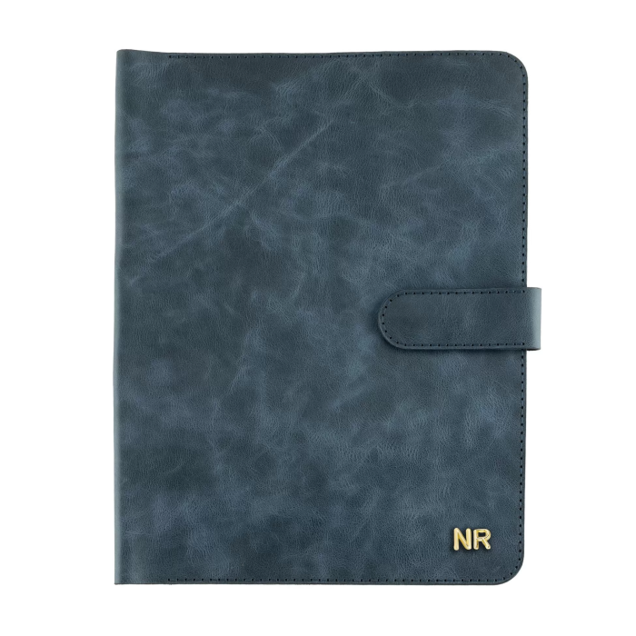 İsme Özel Çıtçıtlı Fonksiyonlu Macbook Organizer - %100 Rainbow Deri - ET02001 - Lacivert