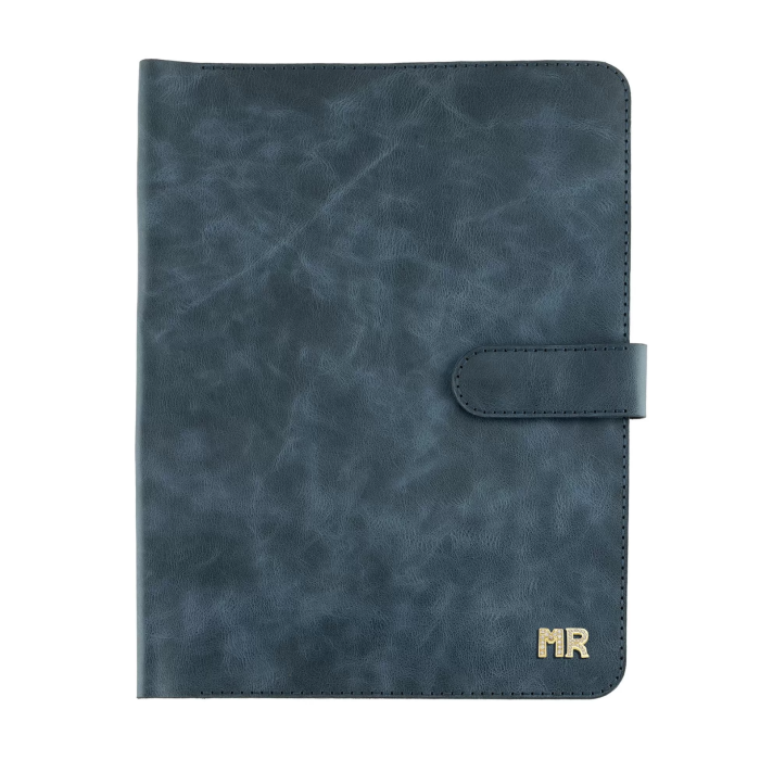 İsme Özel Çıtçıtlı Fonksiyonlu Macbook Organizer - %100 Rainbow Deri - ET02001 - Lacivert