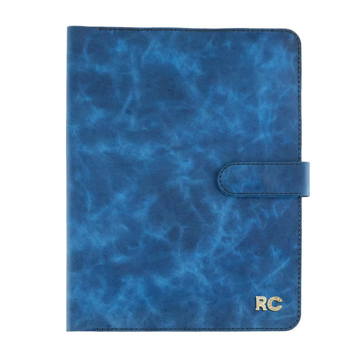 İsme Özel Çıtçıtlı Fonksiyonlu Macbook Organizer - %100 Rainbow Deri - ET02001 - Saks Mavisi