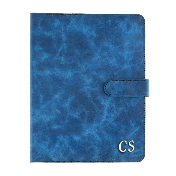 İsme Özel Çıtçıtlı Fonksiyonlu Macbook Organizer - %100 Rainbow Deri - ET02001 - Saks Mavisi