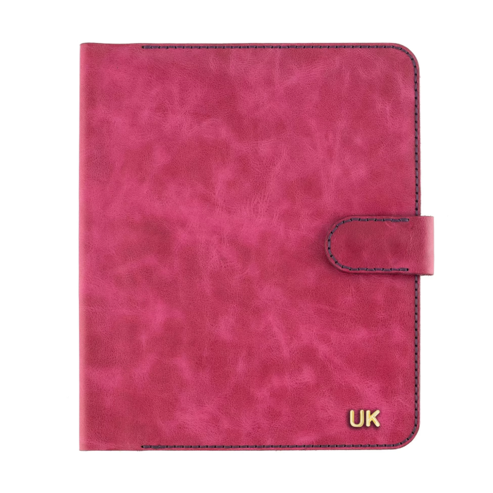 İsme Özel Çıtçıtlı Fonksiyonlu Macbook Organizer - %100 Rainbow Deri - ET02001 - Fuşya