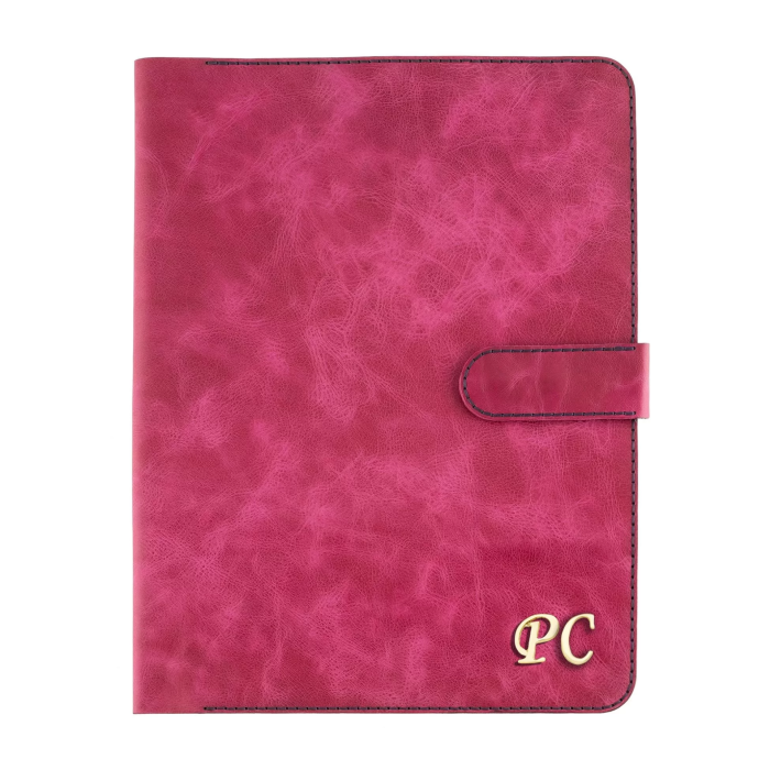 İsme Özel Çıtçıtlı Fonksiyonlu Macbook Organizer - %100 Rainbow Deri - ET02001 - Fuşya