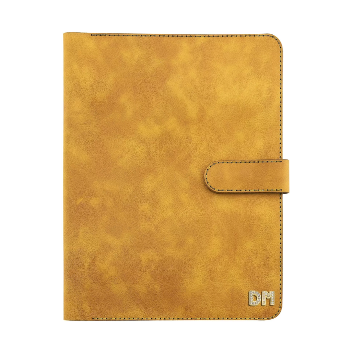 İsme Özel Çıtçıtlı Fonksiyonlu Macbook Organizer - %100 Rainbow Deri - ET02001 - Hardal Sarısı