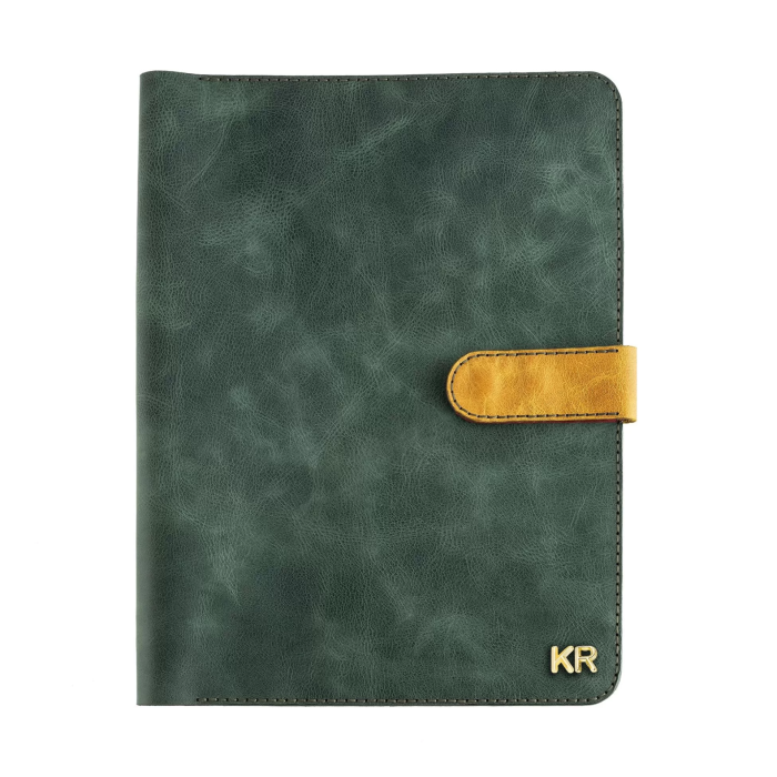 İsme Özel Çıtçıtlı Fonksiyonlu Macbook Organizer - %100 Rainbow Deri - ET02001 - Yeşil - Kırmızı