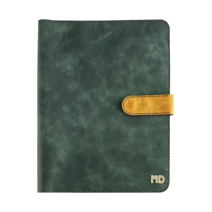 İsme Özel Çıtçıtlı Fonksiyonlu Macbook Organizer - %100 Rainbow Deri - ET02001 - Yeşil - Kırmızı