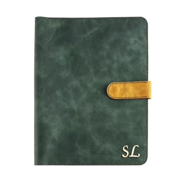 İsme Özel Çıtçıtlı Fonksiyonlu Macbook Organizer - %100 Rainbow Deri - ET02001 - Yeşil - Kırmızı