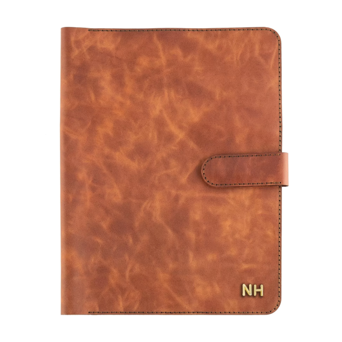 İsme Özel Çıtçıtlı Fonksiyonlu Macbook Organizer - %100 Rainbow Deri - ET02001 - Tobacco