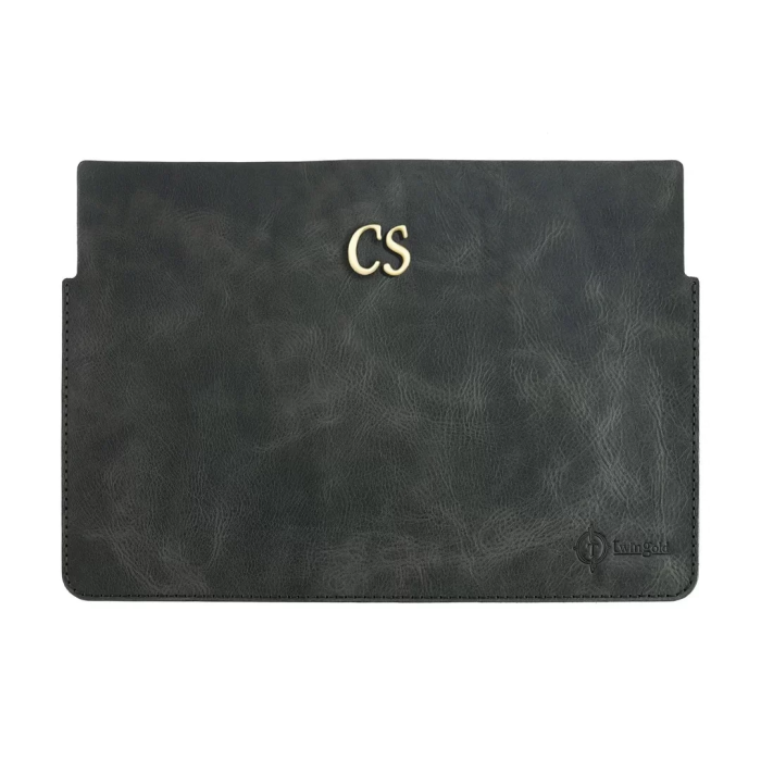 İsme Özel Macbook Kılıfı - %100 Rainbow Deri - ET02002 - Antrasit