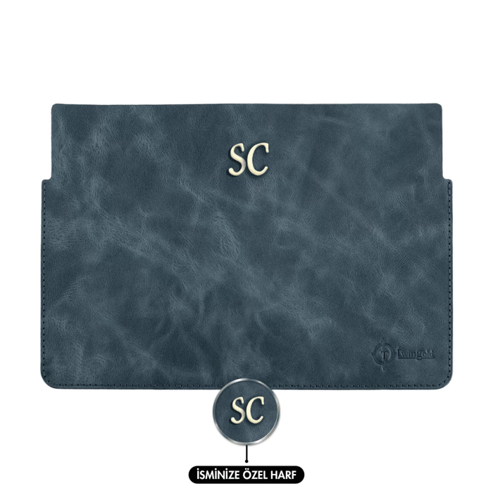 İsme Özel Macbook Kılıfı - %100 Rainbow Deri - ET02002 - Lacivert