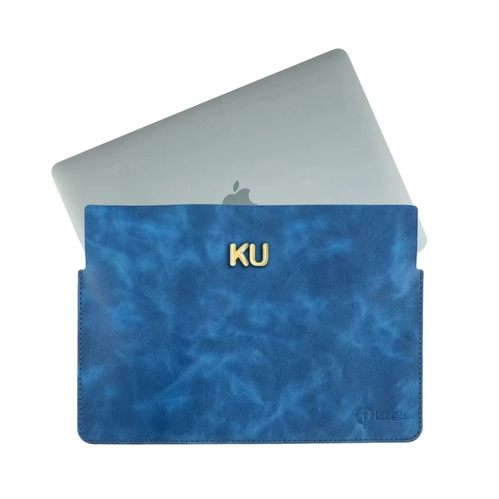 İsme Özel Macbook Kılıfı - %100 Rainbow Deri - ET02002 - Saks Mavisi
